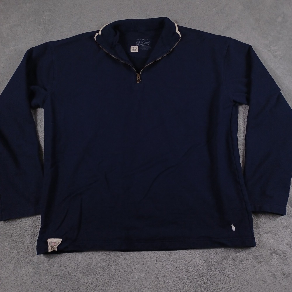 Polo Ralph Lauren Sweater Mens XL Blue‎ 1/4 Zip Preppy Pullover Logo